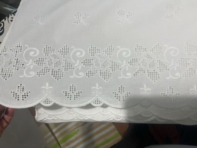 Lenzuolo con federe in cotone ricamo sangallo