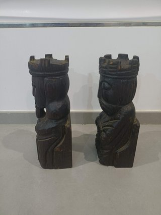 Rey y reina ajedrez en madera