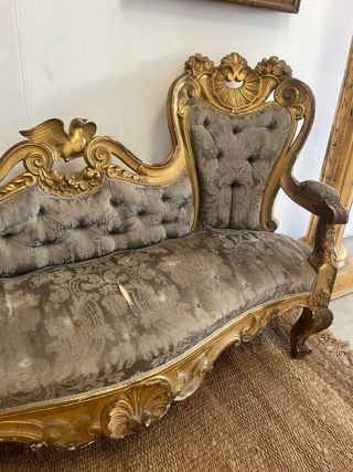 Sofá dorado de época barroca, (para restaurar).