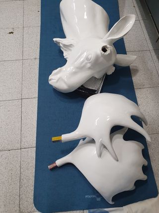 Navideña Cabeza Alce .Fibra de Vidrio