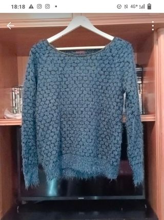 Jersey de pelo negro y azul M