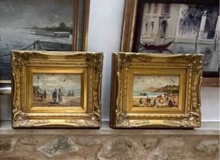 2 antiguos oleos de R. Turri finales XIX