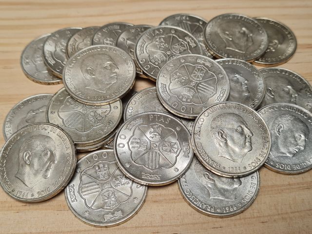 Lote PACOS 100 Pesetas Franco Plata