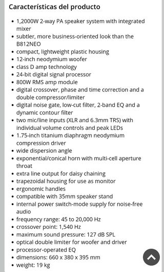 Behringer Eurolive B912NEO altavoz activo