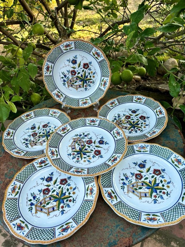 🇫🇷 6 Platos llanos antiguos Terre de Fer