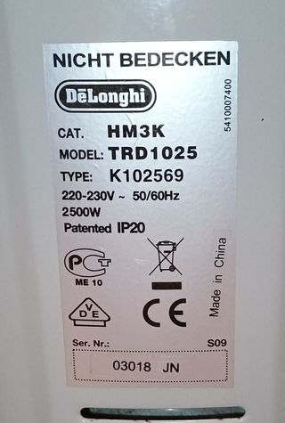 Radiador de aceite Delonghi TRD 1025