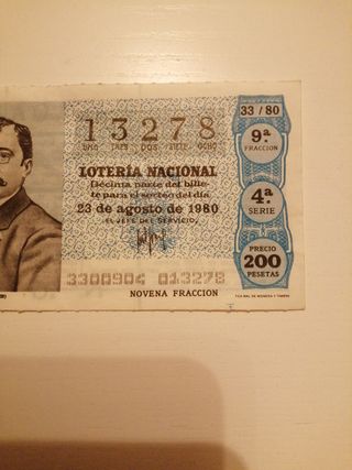 Décimo Lotería Nacional 1980