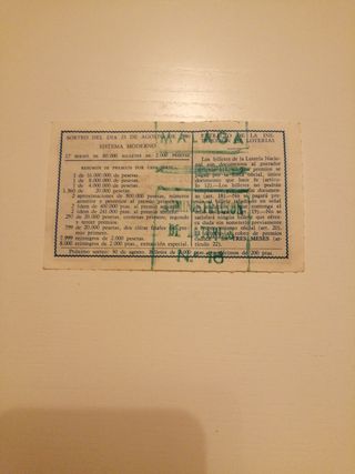 Décimo Lotería Nacional 1980