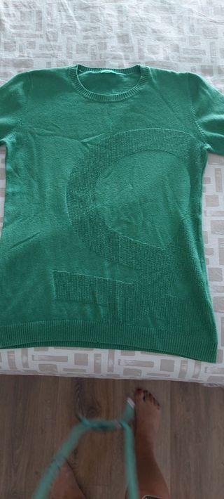 Jersey verde  benetton algodón niño T12/