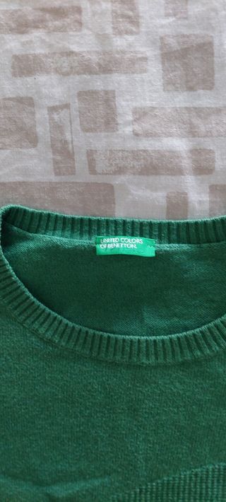 Jersey verde  benetton algodón niño T12/