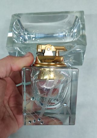 Posacenere + accendino in cristallo di Murano P&B