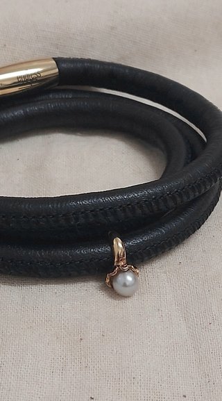 Colgante anillo solitario perla auténtica