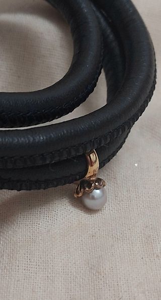 Colgante anillo solitario perla auténtica