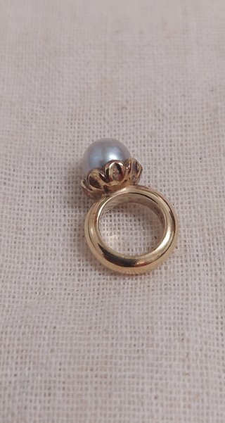 Colgante anillo solitario perla auténtica