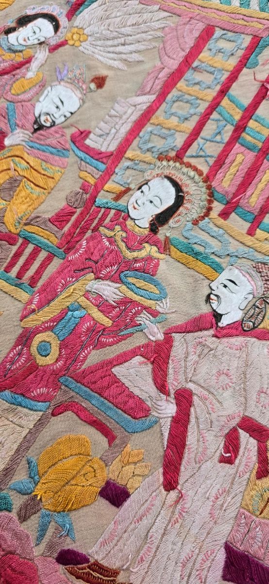 Manton de Manila antiguo cantones rosa