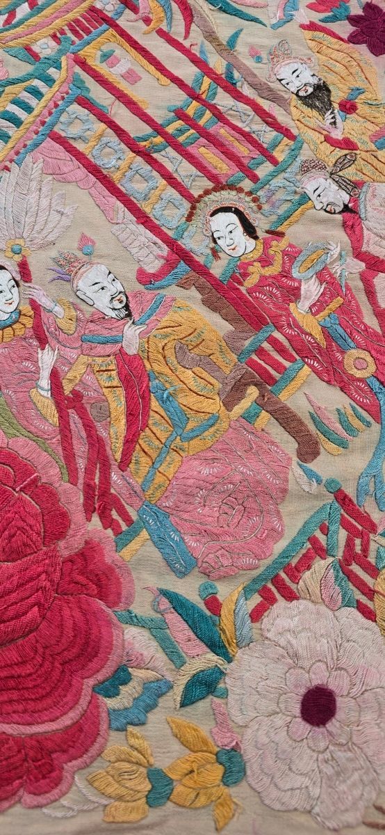 Manton de Manila antiguo cantones rosa