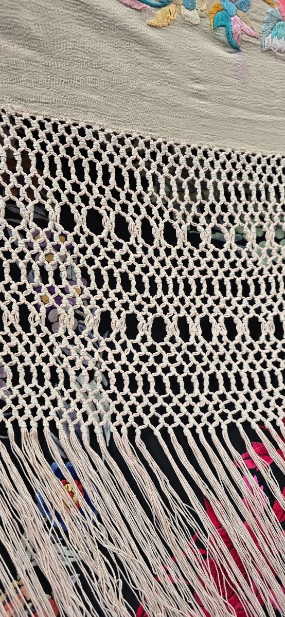 Manton de Manila antiguo cantones rosa