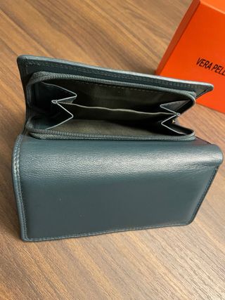 Portafoglio nuovo vera pelle verde