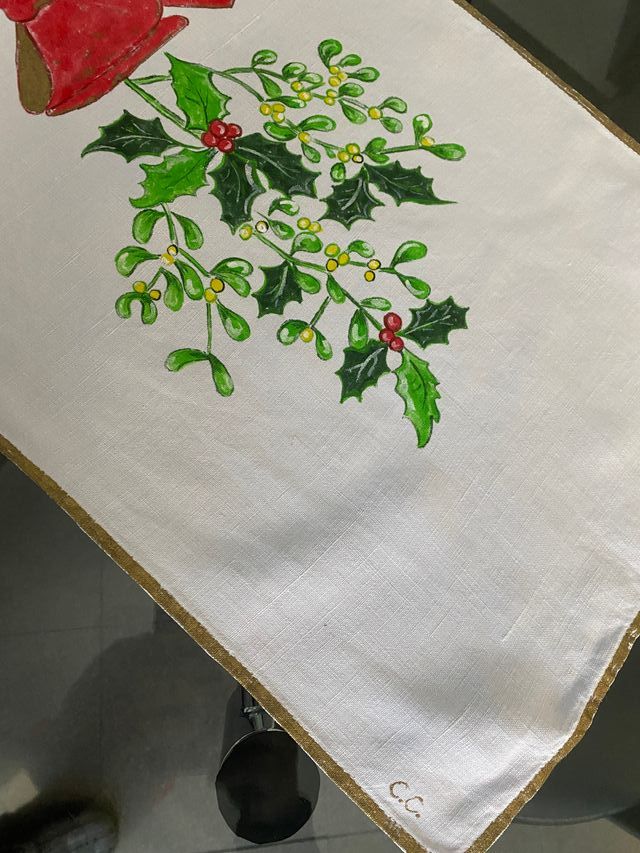 Tovaglietta runner centrotavola natalizio dipinto