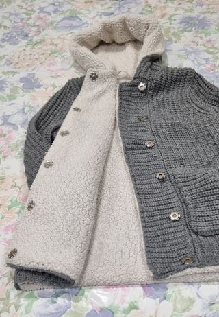 Bata de estar por casa, forrado de borreguito