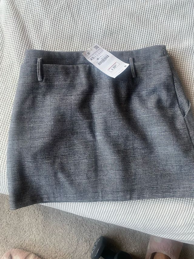 Minifalda príncipe de Gales gris talla XS