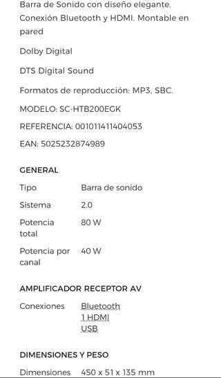 Barra de sonido Panasonic 