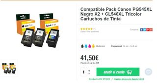 precio65,5€ tinta 2 PG-545XL y 2 CL546XL sin abrir