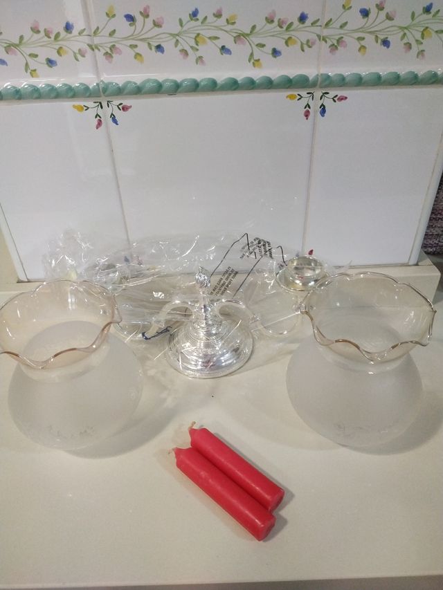 Candelabro bañado en plata 