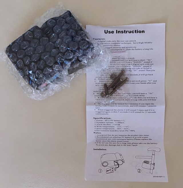 Alarma con código para bici. NUEVA