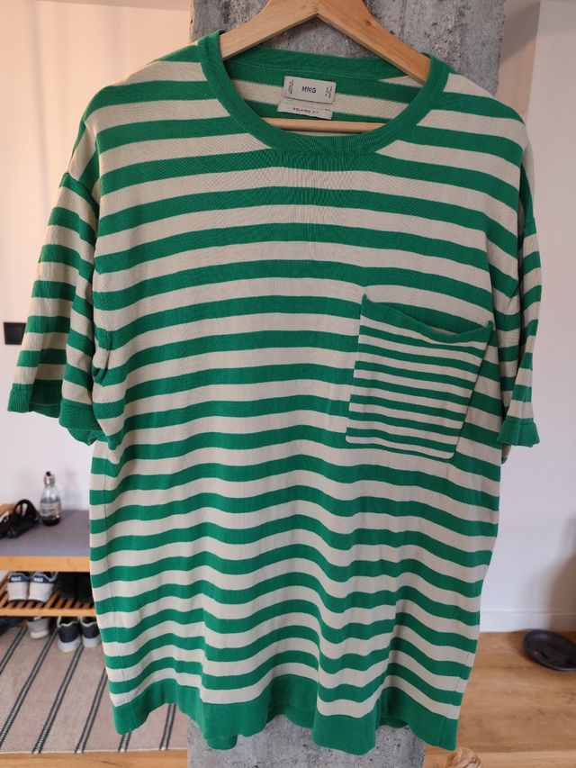 Camiseta rayas algodón Mango