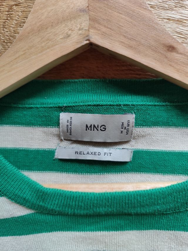 Camiseta rayas algodón Mango