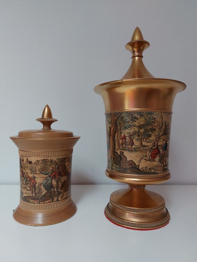 VASO E BISCOTTIERA CERAMICA VITTORIANA