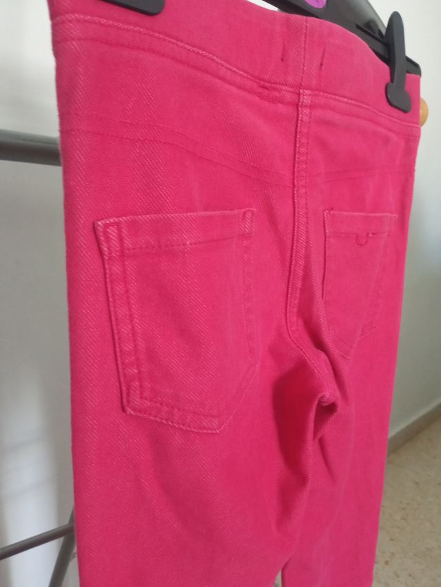 Pantalones elástico niña largos rosa t10