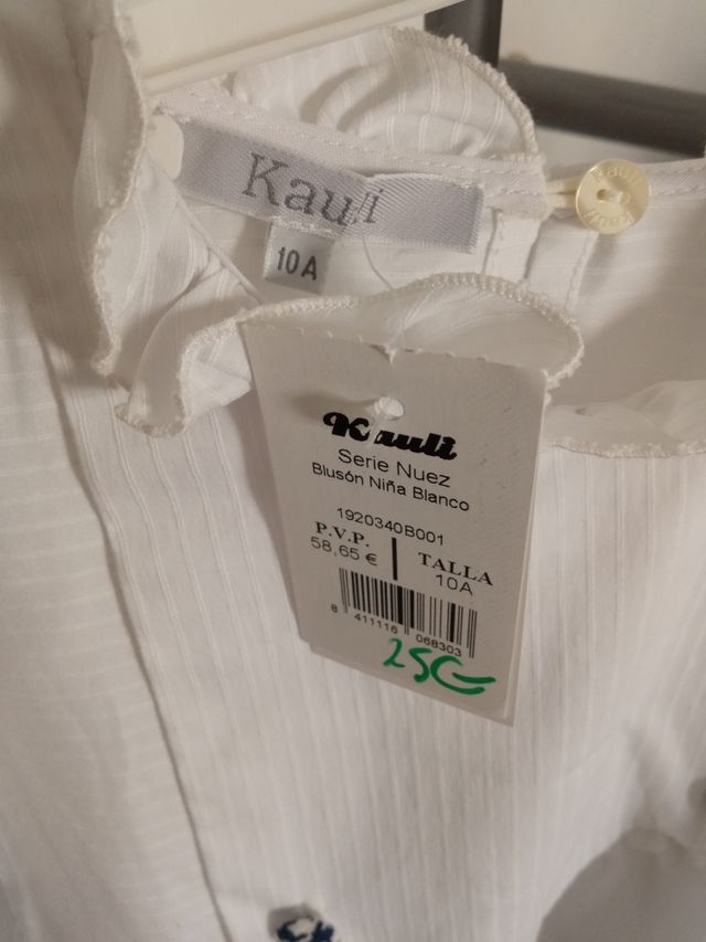 Camisa blanca vestir niña t10