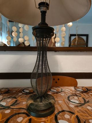 Lampada vintage con paralume in tessuto 