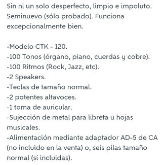 SEMINUEVO - TECLADO CASIO CTK 120