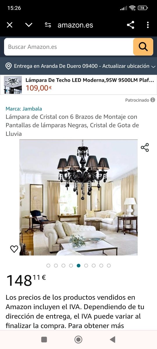 LÁMPARA VINTAGE de 4 brazos