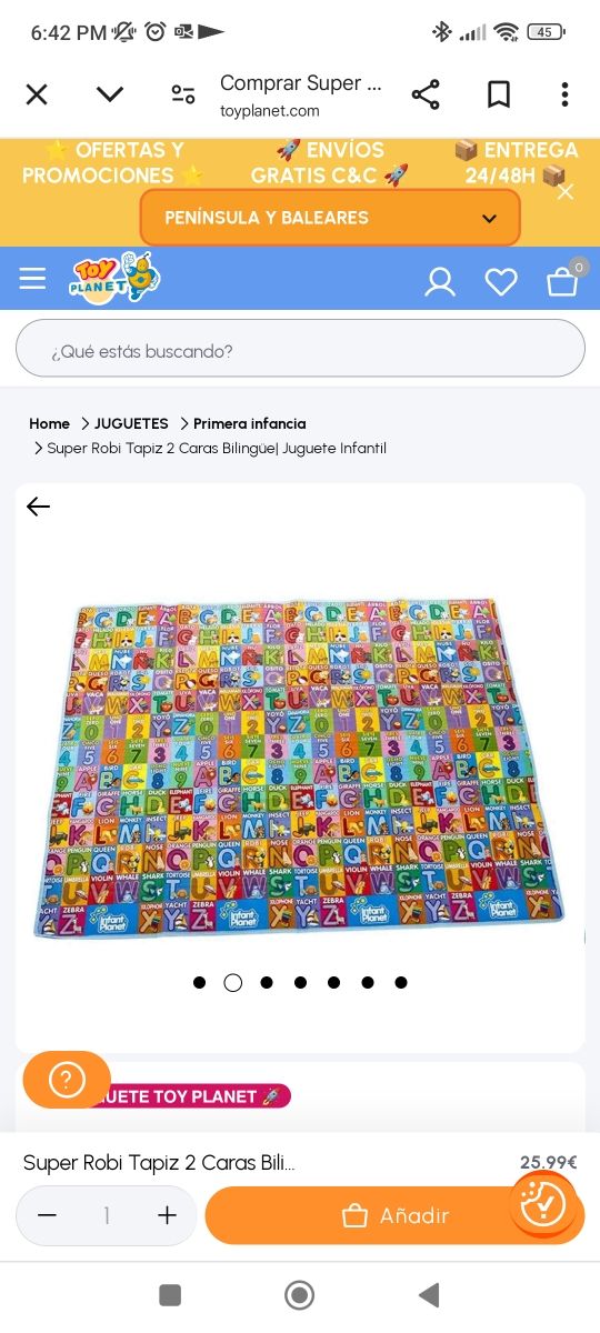 Alfombra bebés y niños 2 caras