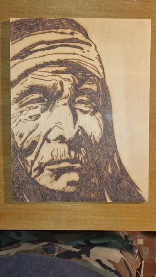 Indiano d'america inciso nel legno