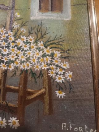 Cuadro silla con margaritas