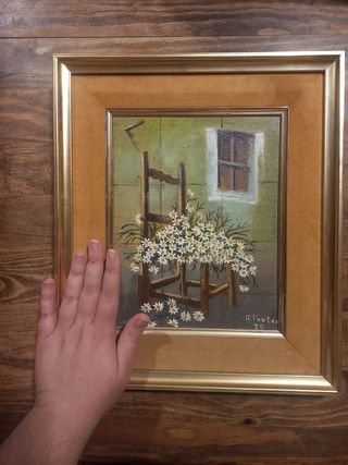 Cuadro silla con margaritas