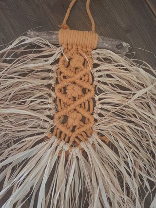 Macrame Arazzo raffia legno Etnico Rustico Boho