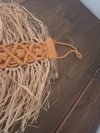 Macrame Arazzo raffia legno Etnico Rustico Boho