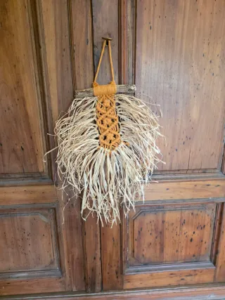 Macrame Arazzo raffia legno Etnico Rustico Boho