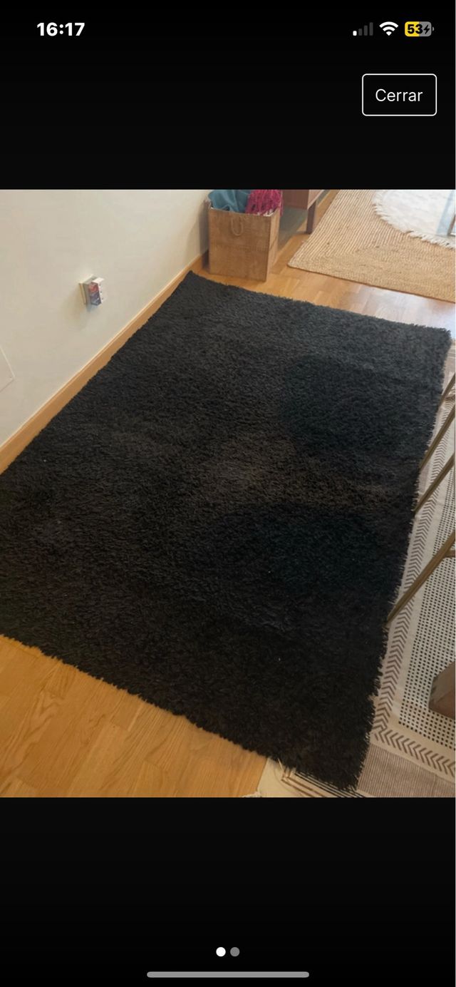 Alfombra de pelo negra 135x196