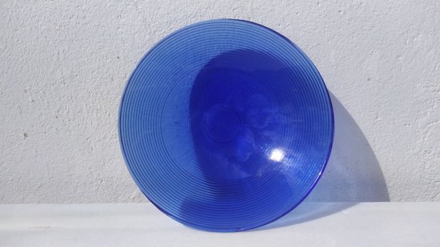 Bol frutero azul plato  cristal azul