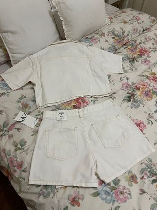 Camisa y falda short Denim Zara Talla M y L