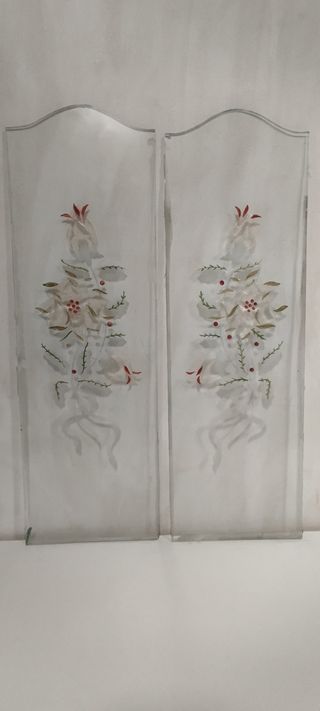 2 cristales grabados de armario cocina