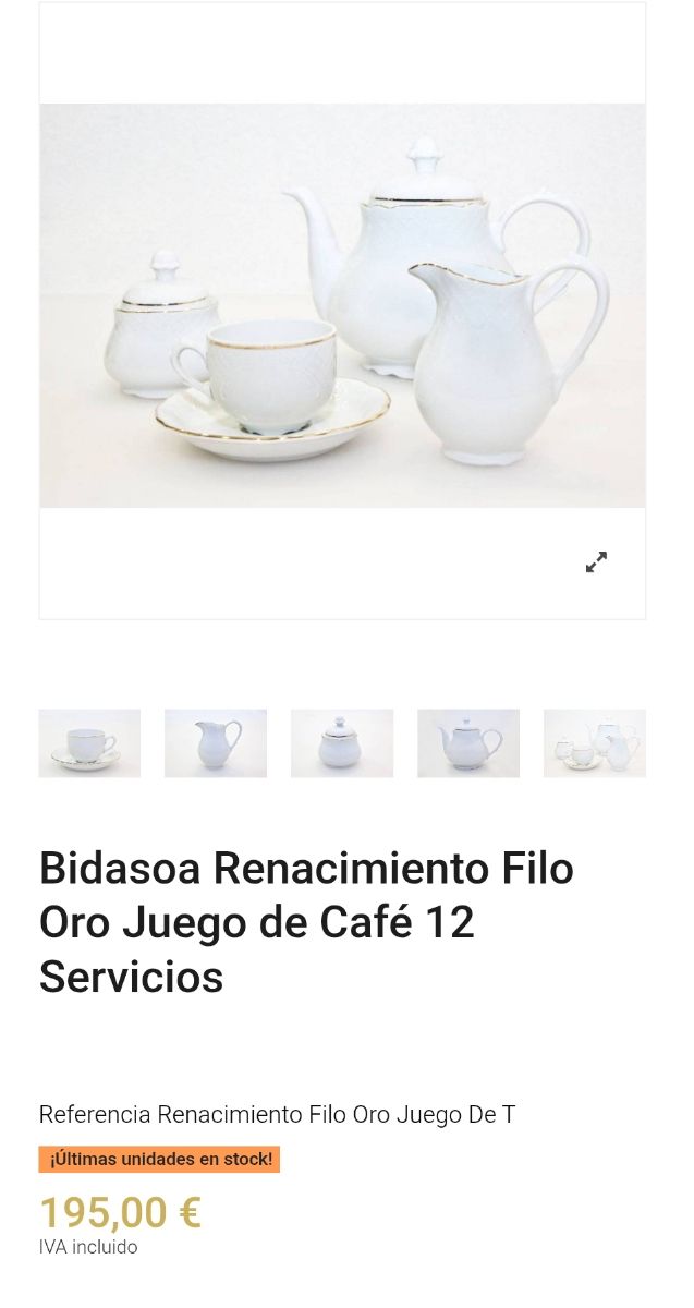 Juego de tazas de café bidasoa