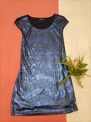 🌲Vestido mini lentejuelas azules aguas nochevieja